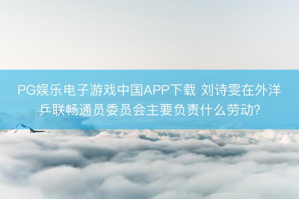 PG娱乐电子游戏中国APP下载 刘诗雯在外洋乒联畅通员委员会主要负责什么劳动？