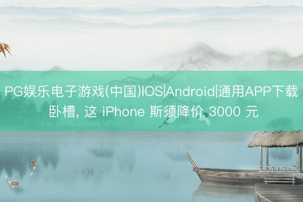 PG娱乐电子游戏(中国)IOS|Android|通用APP下载 卧槽， 这 iPhone 斯须降价 3000 元