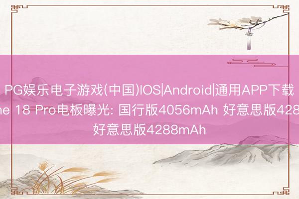 PG娱乐电子游戏(中国)IOS|Android|通用APP下载 iPhone 18 Pro电板曝光: 国行版4056mAh 好意思版4288mAh